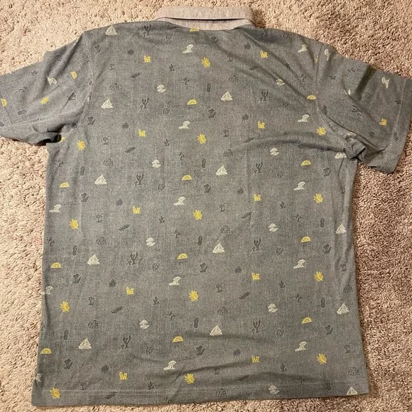 RARE Columbia Omni Wick Polo Beach Scene Adult Mens Size Large Gray Unique Shirt - Picture 8 of 10